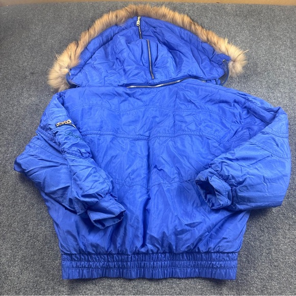 BOGNER Women’s Royal Blue Vintage Ski Winter Jacket w/Racoon Fur Hood Size: 10 - Picture 2 of 12